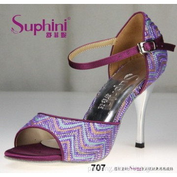 Suphini Colorful Fabric 8.5CM Heel Tango Latin Dance Shoes